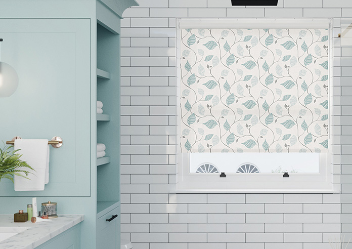 Tribal Leaves, Blue Turquoise - Twist&Fit Roller Blind - Image 3